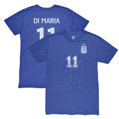 Angel Di Maria Argentina National Team 1863FC Retro Player Tri-Blend T-Shirt - Blue