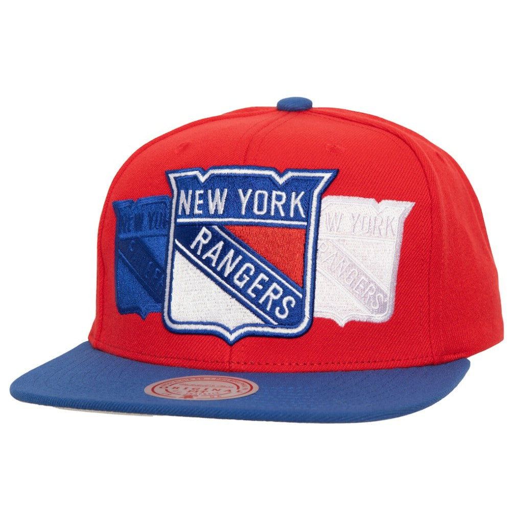 NHL Red New York Rangers Mitchell & Ness Soul Triple Up Snapback Hat