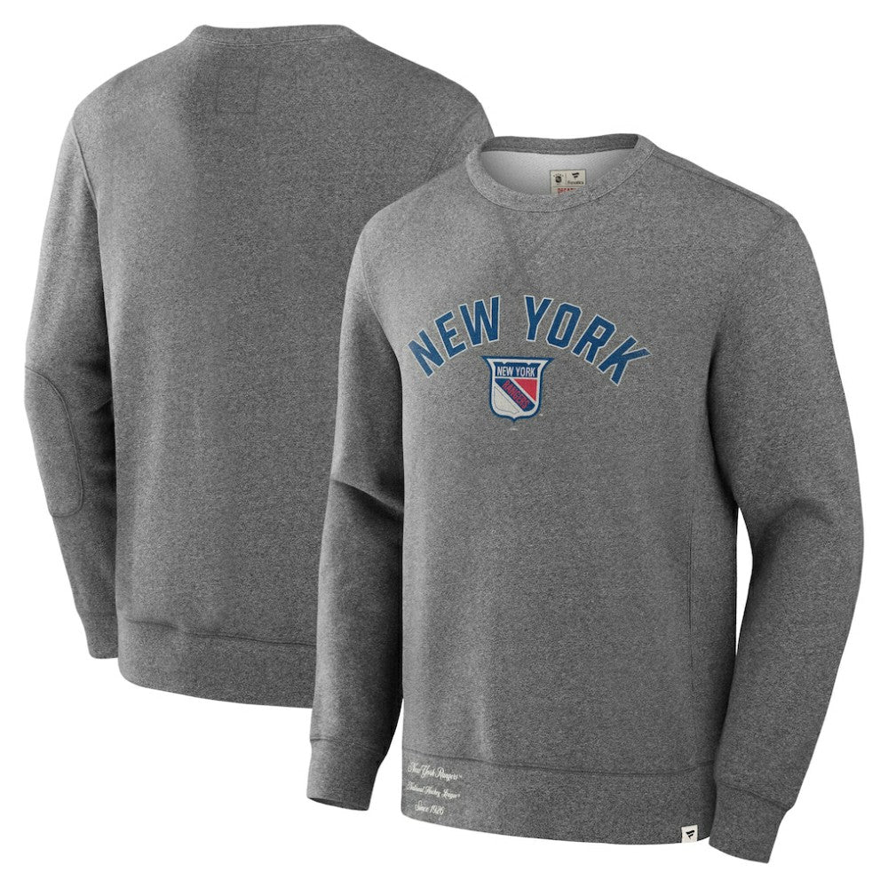 NHL Heather Gray New York Rangers Fanatics Decades Collection Legendary Fleece Pullover Sweatshirt
