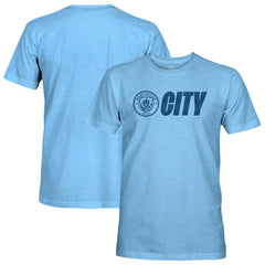 Manchester City 1863FC Mono Badge Lock-Up Retro Tri-Blend T-Shirt - Sky Blue