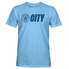 Manchester City 1863FC Mono Badge Lock-Up Retro Tri-Blend T-Shirt - Sky Blue