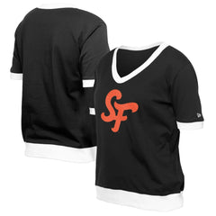 MLB San Francisco Giants New Era Women's 2025 City Connect Rhinestone V-Neck T-Shirt