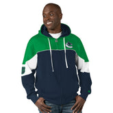 NHL Navy/Green Vancouver Canucks Starter Power Forward Full-Zip Hoodie