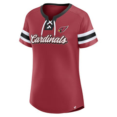 Women's Iconic Bling Athena Lace-Up V-Neck T-Shirt - Arizona Cardinals