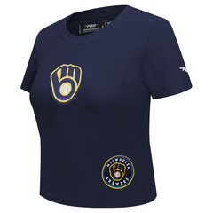 MLB Milwaukee Brewers Pro Standard Women's Game Day Classics Baby Doll Cropped T-Shirt