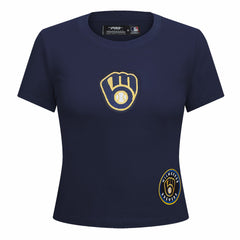 MLB Milwaukee Brewers Pro Standard Women's Game Day Classics Baby Doll Cropped T-Shirt