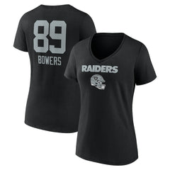 Brock Bowers Women's Name & Number Team Wordmark V-Neck T-Shirt - Las Vegas Raiders