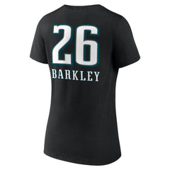 Saquon Barkley Women's Name & Number Team Wordmark V-Neck T-Shirt - Philadelphia Eagles