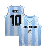 Lionel Messi Argentina National Team Vive La Fete Youth Painted Stripes Basketball Jersey - Light Blue