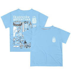 Argentina National Team Vive La Fete Youth Impressions Artwork T-Shirt - Light Blue