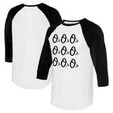 MLB Baltimore Orioles Tiny Turnip Women's Logo Grid 3/4 Sleeve Raglan T-Shirt