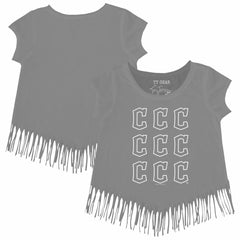 MLB Cleveland Guardians Tiny Turnip Girls Youth Logo Grid Fringe T-Shirt
