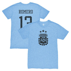 Cristian Romero Argentina National Team 1863FC Player Vintage Tri-Blend T-Shirt - Light Blue