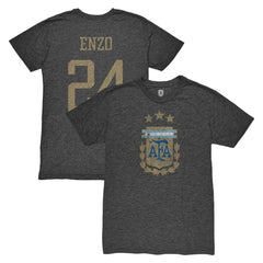 Enzo Fernández Argentina National Team 1863FC Player Vintage Tri-Blend T-Shirt - Black