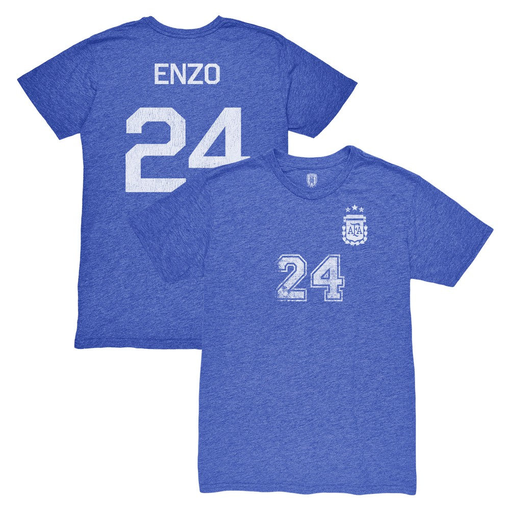 Enzo Fernández Argentina National Team 1863FC Player Vintage Tri-Blend T-Shirt - Blue