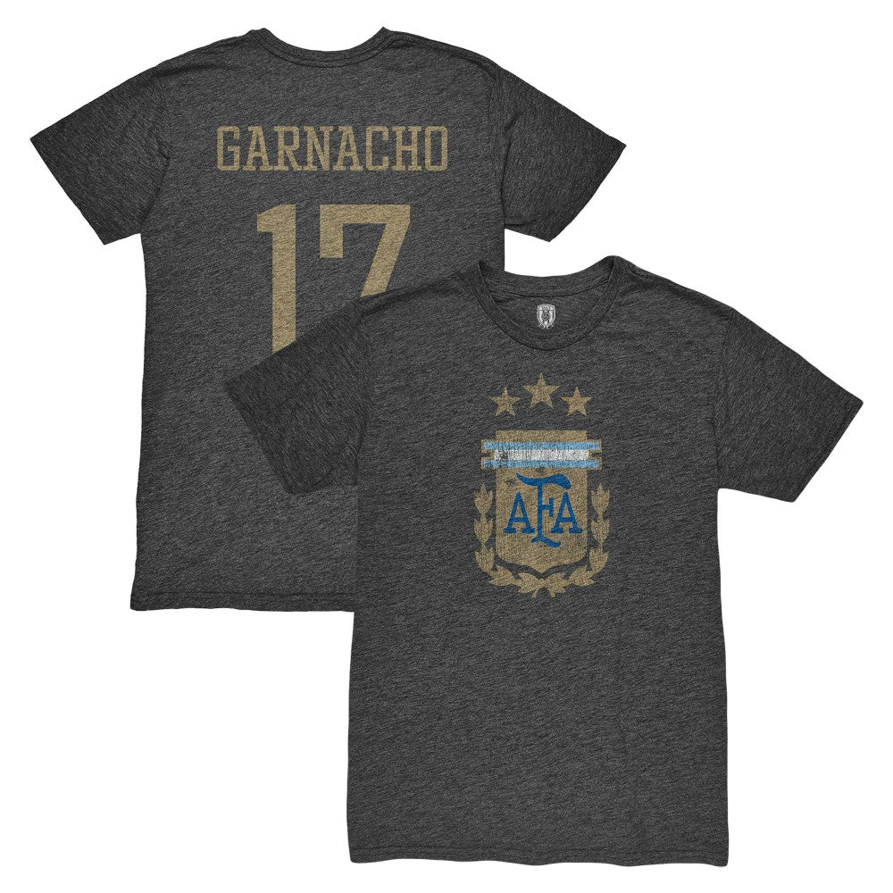 Alejandro Garnacho Argentina National Team 1863FC Player Vintage Tri-Blend T-Shirt - Black