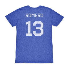 Cristian Romero Argentina National Team 1863FC Player Vintage Tri-Blend T-Shirt - Blue