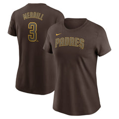 MLB Jackson Merrill San Diego Padres Nike Women's Cooperstown Collection Fuse Name & Number T-Shirt