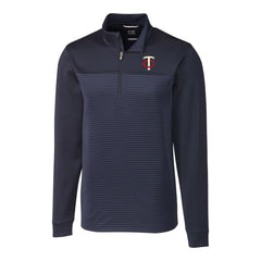 MLB Minnesota Twins Cutter & Buck Big & Tall Traverse Stripe Stretch DryTec Quarter-Zip Top