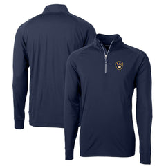 MLB Milwaukee Brewers Cutter & Buck Big & Tall Adapt Eco Knit Stretch Recycled Raglan DryTec Quarter-Zip Top