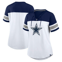 Women's Athena Rhinestone Lace-Up V-Neck T-Shirt - Dallas Cowboys