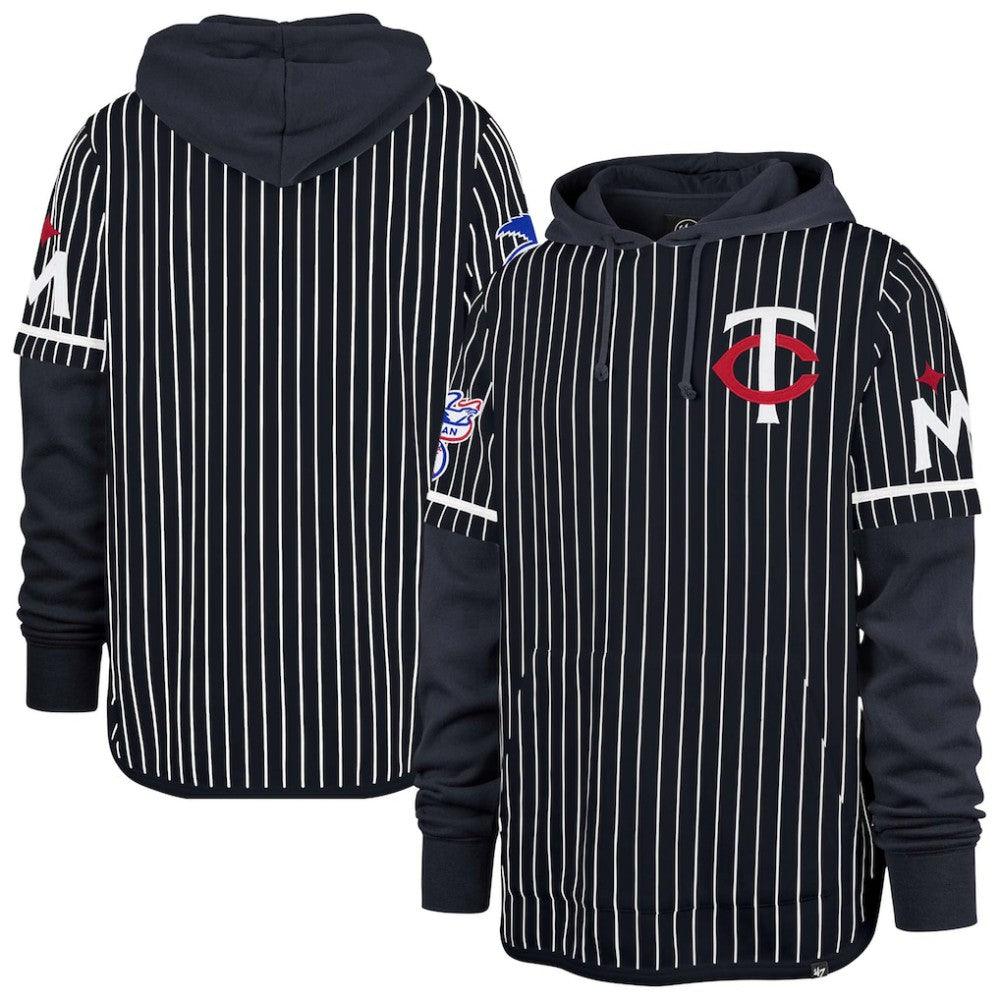 MLB Minnesota Twins '47 Pinstripe Double Header Pullover Hoodie