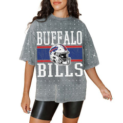 Gameday Couture Women's Oversized Mini Rhinestone Classic T-Shirt - Buffalo Bills