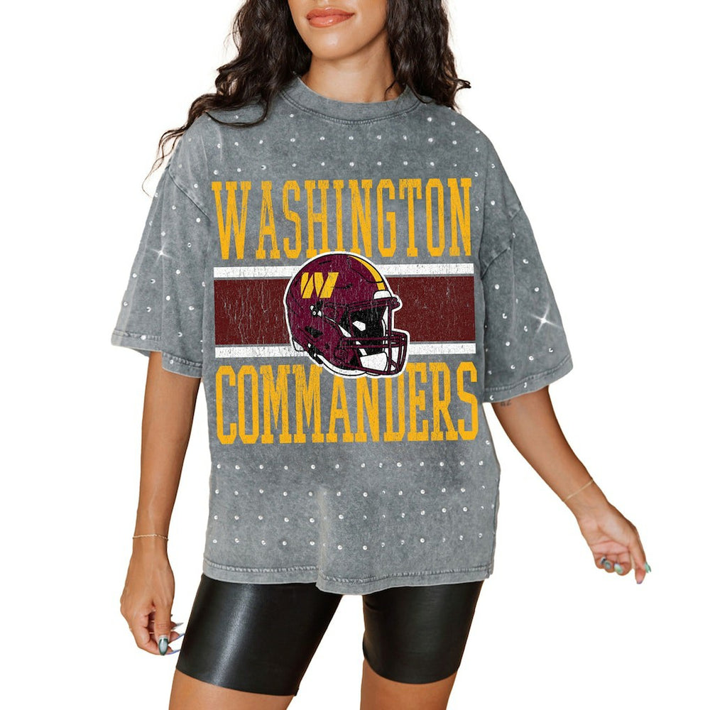 Gameday Couture Women's Oversized Mini Rhinestone Classic T-Shirt - Washington Commanders