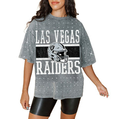 Gameday Couture Women's Oversized Mini Rhinestone Classic T-Shirt - Las Vegas Raiders