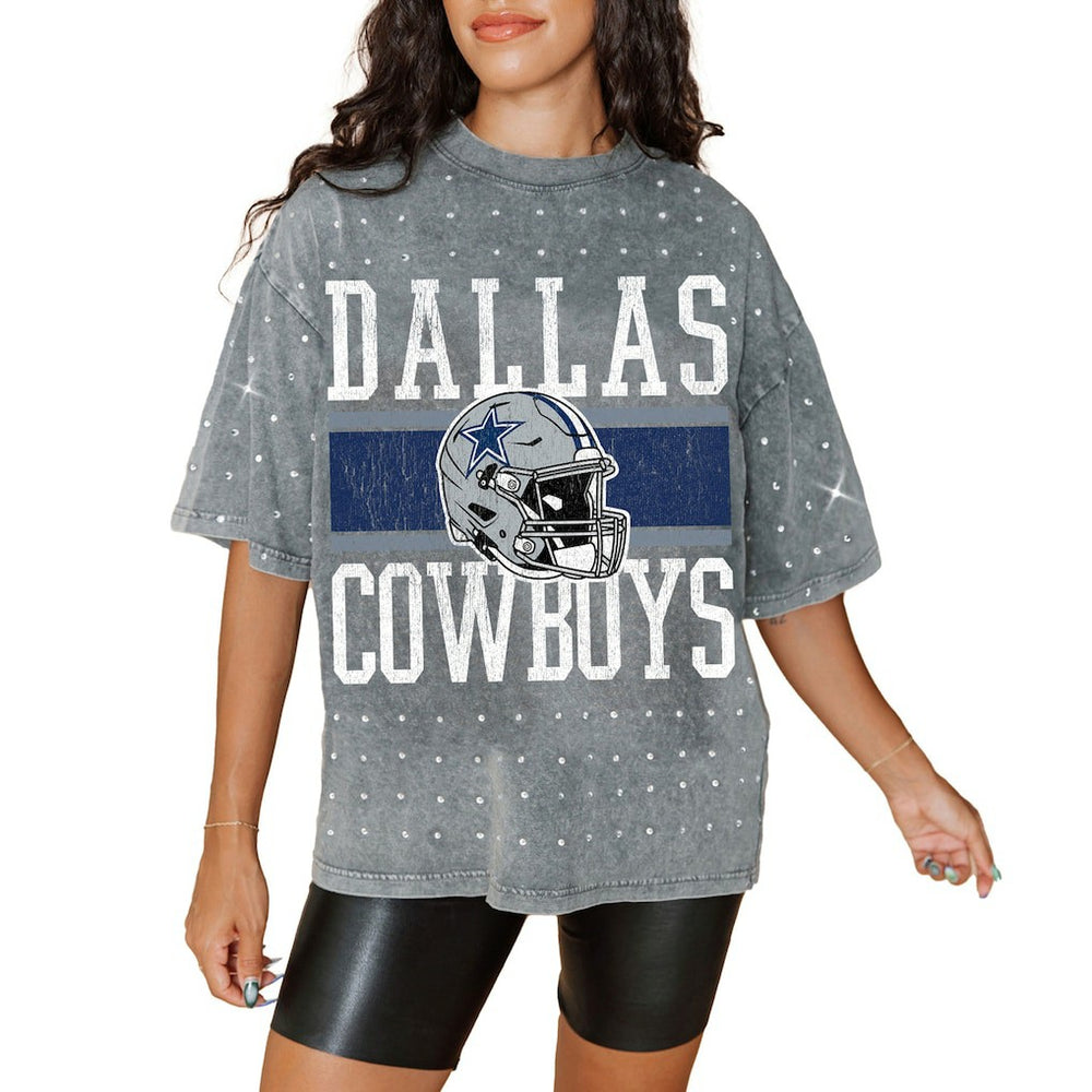 Gameday Couture Women's Oversized Mini Rhinestone Classic T-Shirt - Dallas Cowboys