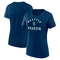 NHL Navy Seattle Kraken Logo Athletic Women's Unrivaled T-Shirt