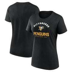NHL Black Pittsburgh Penguins Logo Athletic Women's Unrivaled T-Shirt