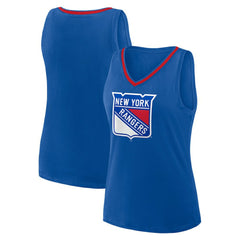 NHL Blue New York Rangers Logo Athletic Women's Stellar Win V-Neck Tank Top