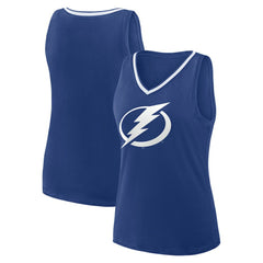 NHL Blue Tampa Bay Lightning Logo Athletic Women's Stellar Win V-Neck Tank Top