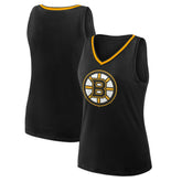 NHL Black Boston Bruins Logo Athletic Women's Stellar Win V-Neck Tank Top