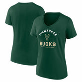 NBA Milwaukee Bucks Logo Athletic Women's Unrivaled V-Neck T-Shirt