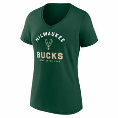 NBA Milwaukee Bucks Logo Athletic Women's Unrivaled V-Neck T-Shirt