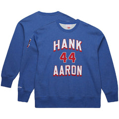 MLB Hank Aaron Atlanta Braves Mitchell & Ness Legends Collection Vintage Logo Fleece Name & Number Pullover Sweatshirt