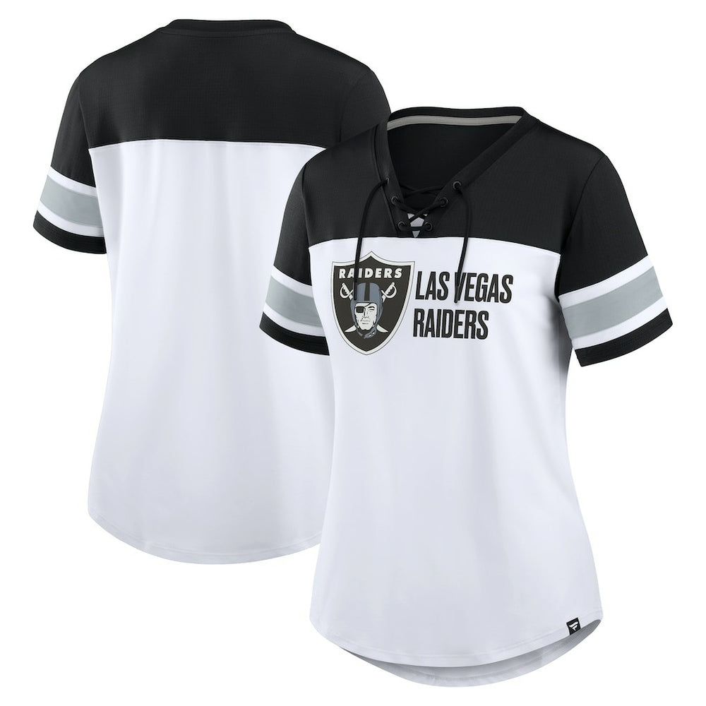 Women's Athena Lace-Up V-Neck T-Shirt - Las Vegas Raiders