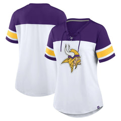 Women's Athena Rhinestone Lace-Up V-Neck T-Shirt - Minnesota Vikings