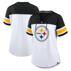 Women's Athena Rhinestone Lace-Up V-Neck T-Shirt - Pittsburgh Steelers