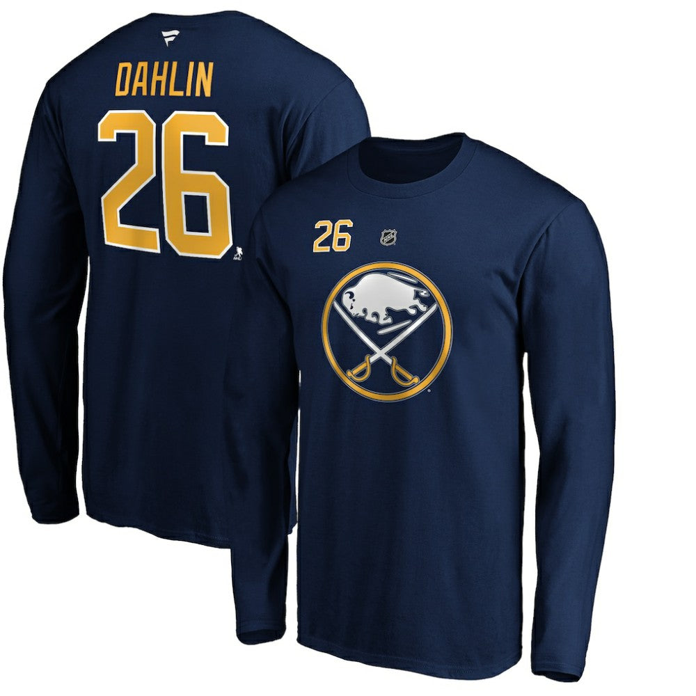 NHL Navy Rasmus Dahlin Buffalo Sabres Fanatics Authentic Stack Name & Number T-Shirt