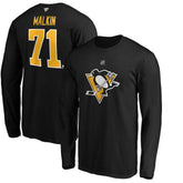 NHL Black Evgeni Malkin Pittsburgh Penguins Fanatics Authentic Stack Name & Number T-Shirt
