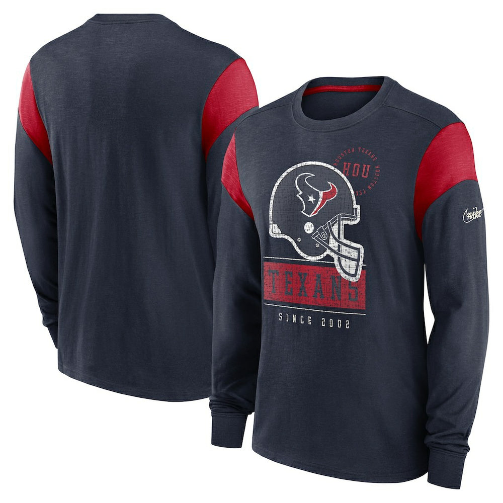 Rewind Playback Helmet Long Sleeve T-Shirt - Houston Texans