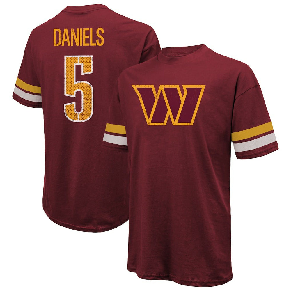 Jayden Daniels Majestic Threads Name & Number Oversize Fit T-Shirt - Washington Commanders