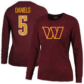 Jayden Daniels Majestic Threads Women's Player Name & Number Long Sleeve T-Shirt - Washington Commanders