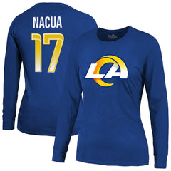 Puka Nacua Majestic Threads Women's Player Name & Number Long Sleeve T-Shirt - Los Angeles Rams