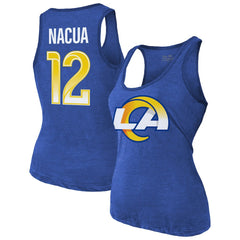 Puka Nacua Majestic Threads Women's Name & Number Tri-Blend Scoop Neck Tank Top - Los Angeles Rams