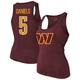 Jayden Daniels Majestic Threads Women's Name & Number Tri-Blend Scoop Neck Tank Top - Washington Commanders