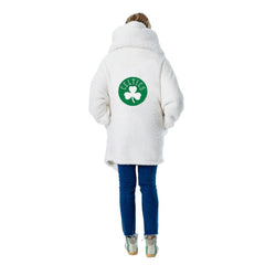 NBA The Best Lounger in the World By Jill Martin Boston Celtics Unisex Cream Oversized Open-Front Hoodie Sweater on sale